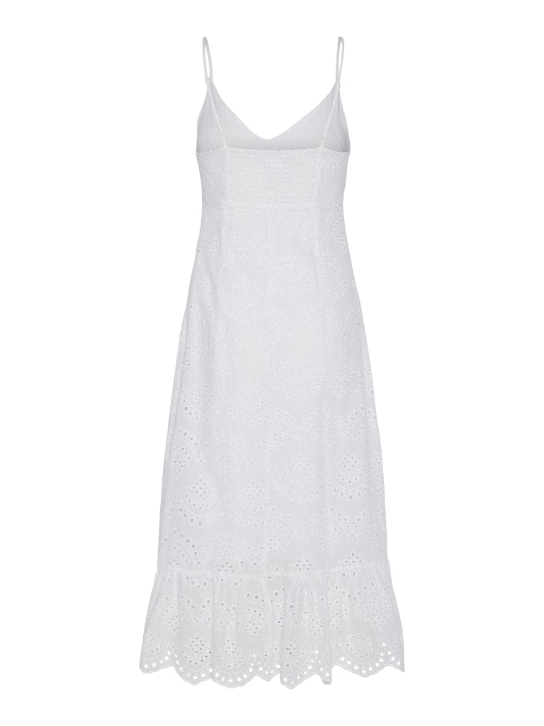 Broiderie Anglaise Spaghetti Strap Dress White