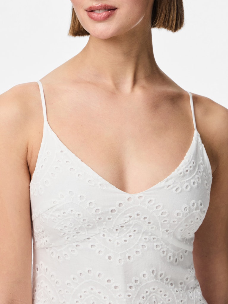Broiderie Anglaise Spaghetti Strap Dress White