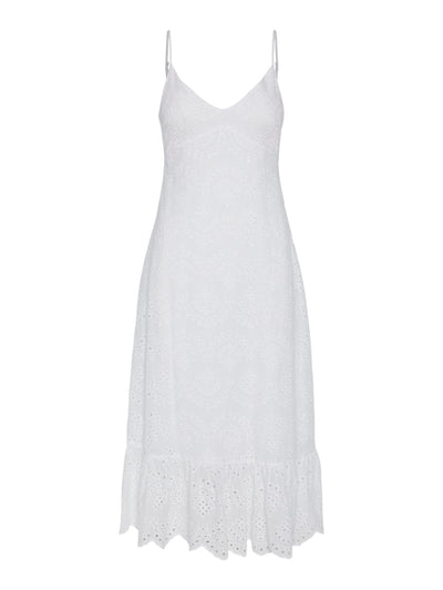 Broiderie Anglaise Spaghetti Strap Dress White