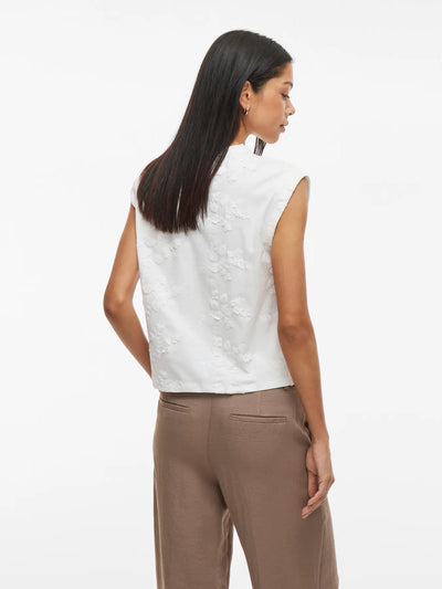 Flower embroidered tee white