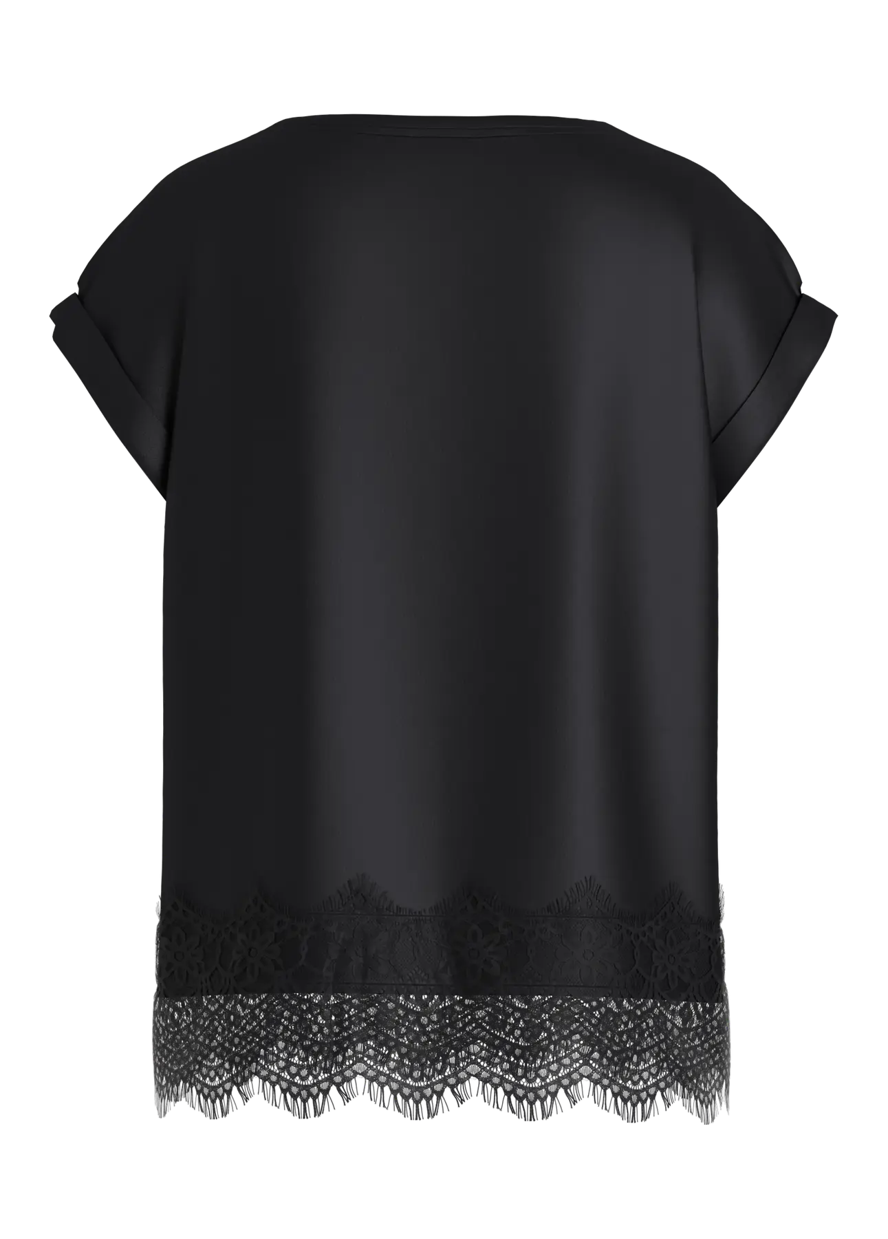 Lace Satin Tee Black