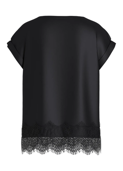 Lace Satin Tee Black