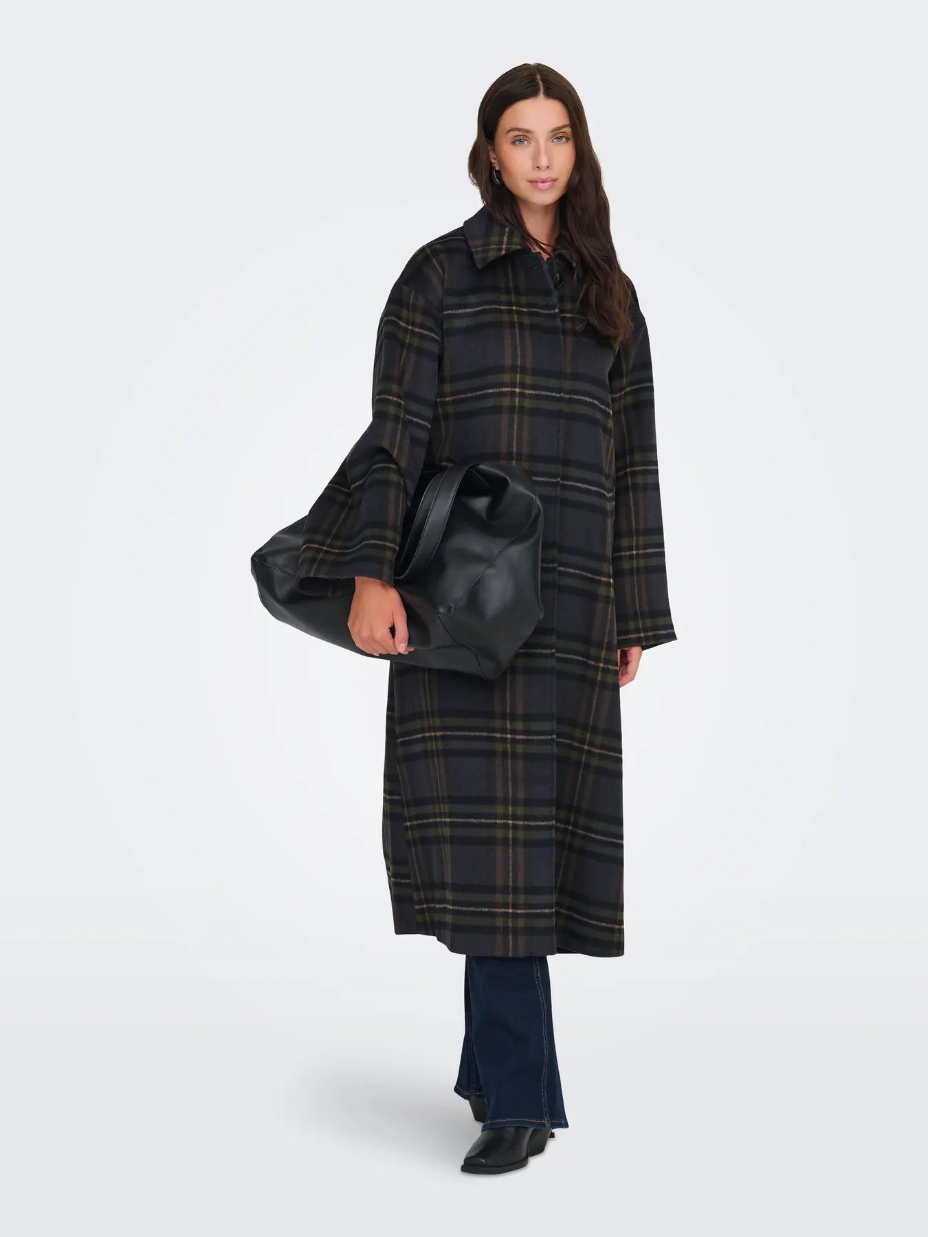 Maxi Plaid Coat Green