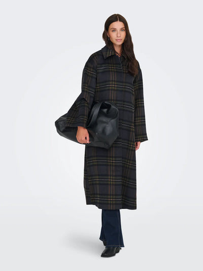 Maxi Plaid Coat Green