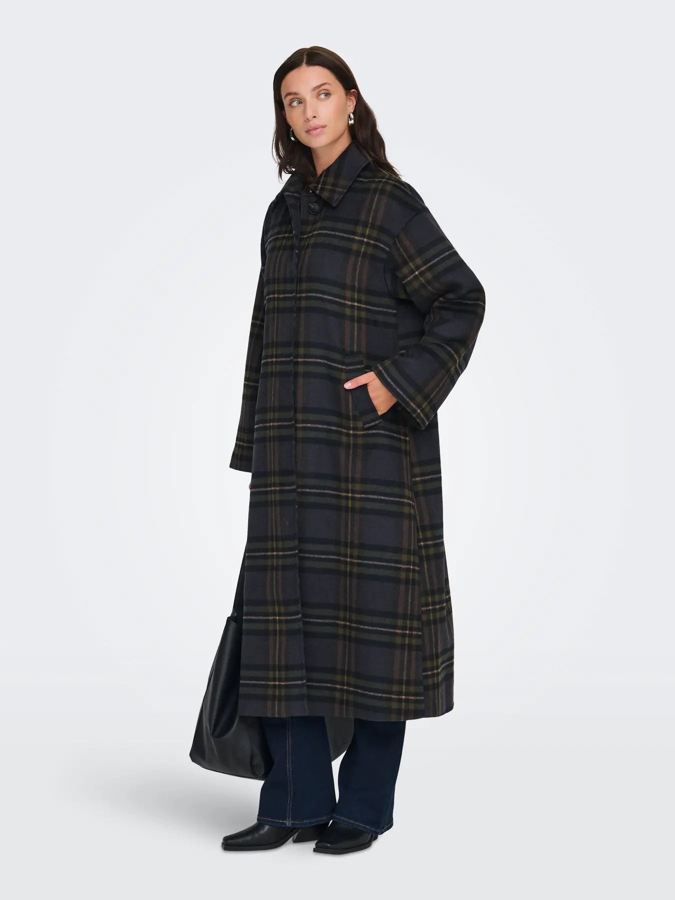 Maxi Plaid Coat Green