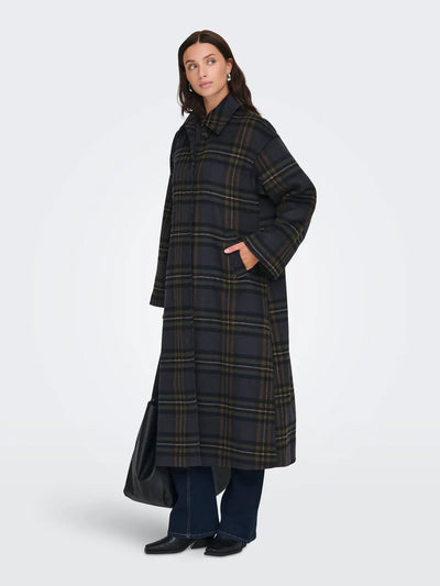 Maxi Plaid Coat Green