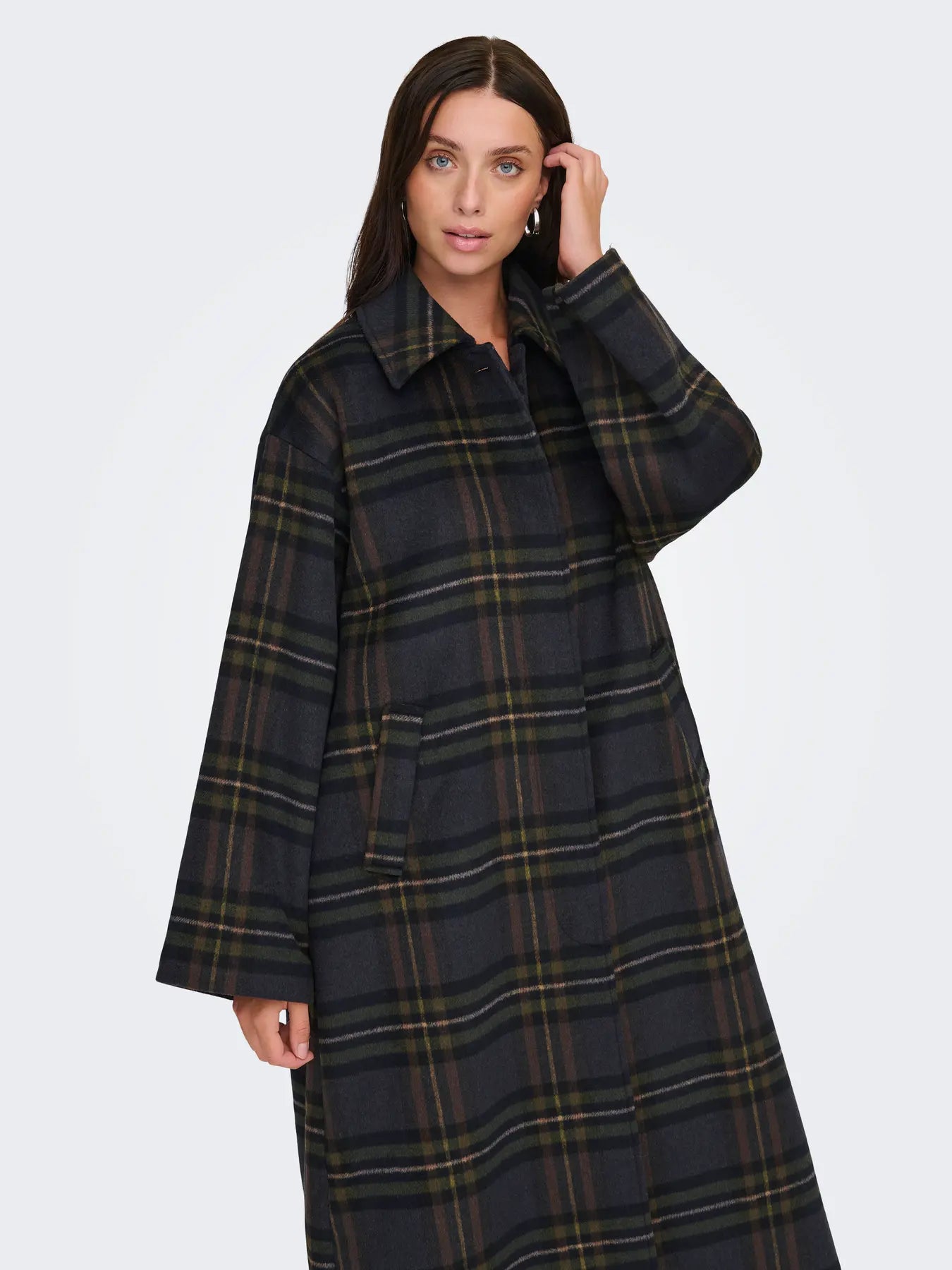 Maxi Plaid Coat Green