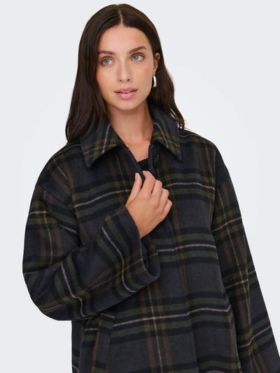 Maxi Plaid Coat Green