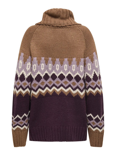 Rock Roll Neck Jumper Tan