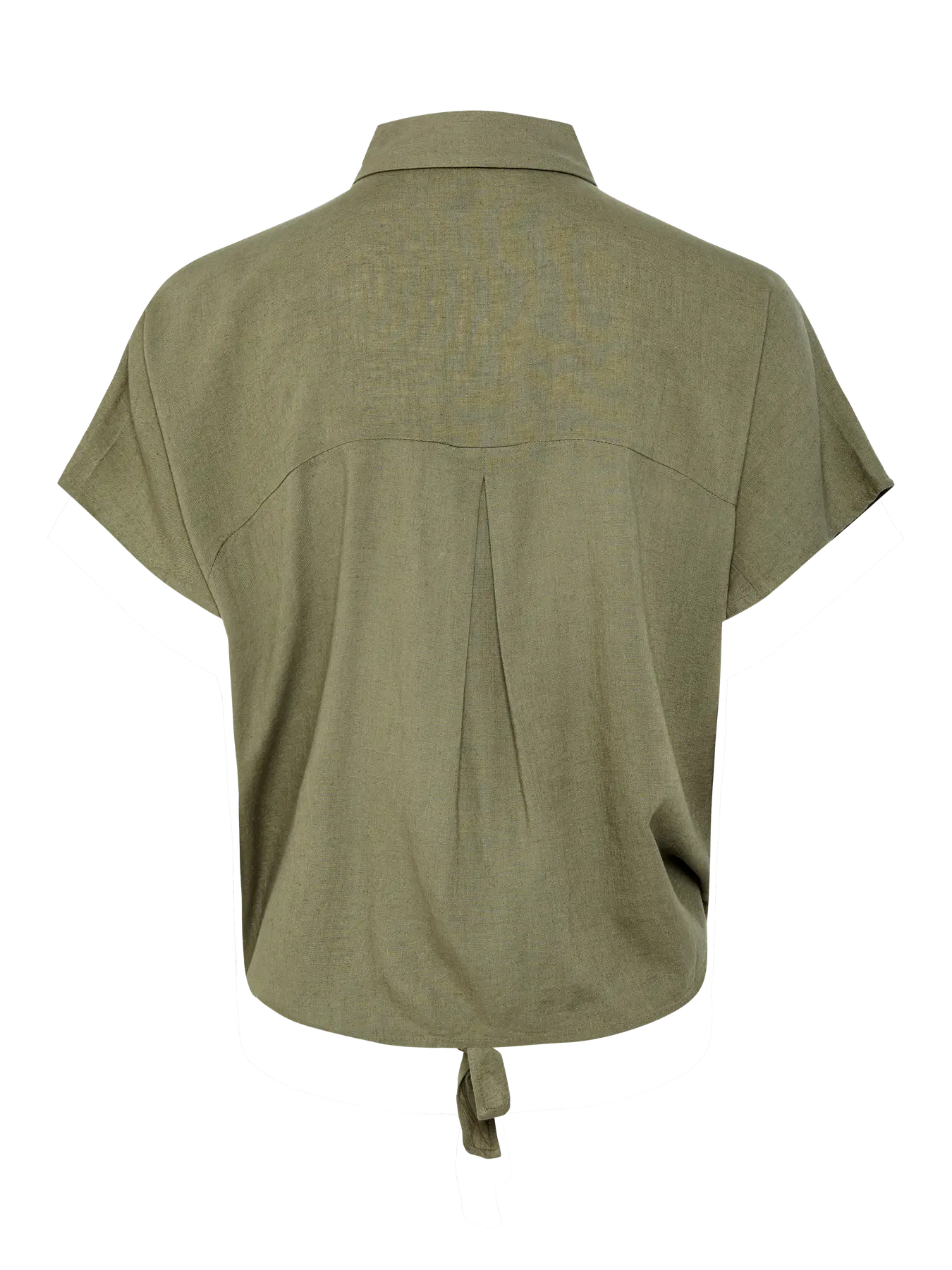 Linen Tie Blouse Khaki