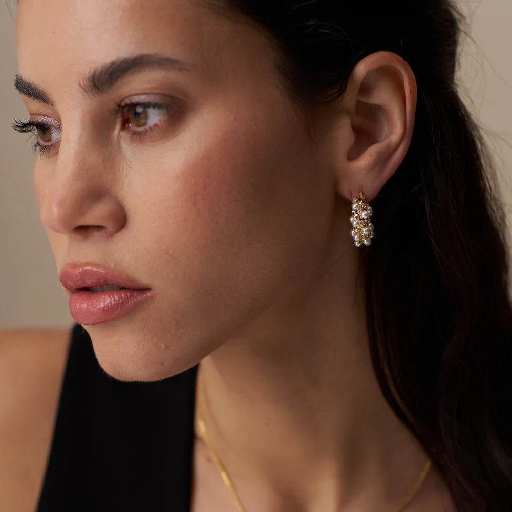 Pearl & Crystal Embellished Hoops
