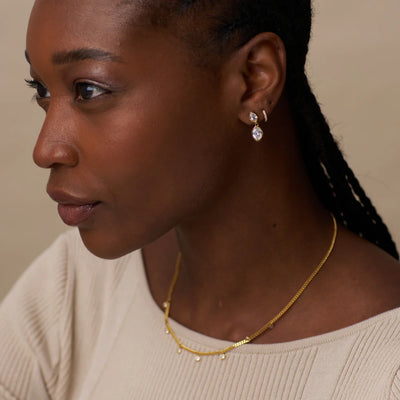 Organic Crystal Double Drop Earrings