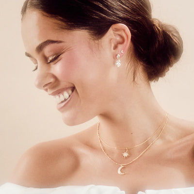 Organic Crystal Double Drop Earrings