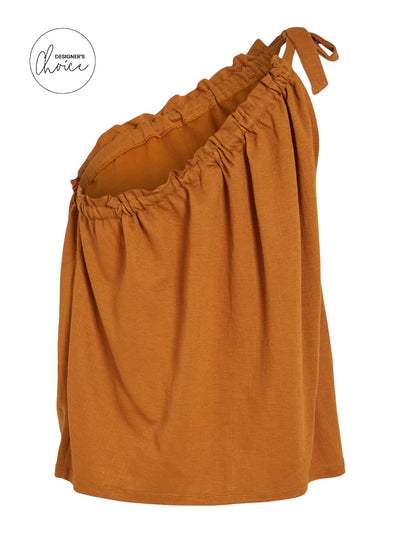 Asymmetric Linen Top Mustard