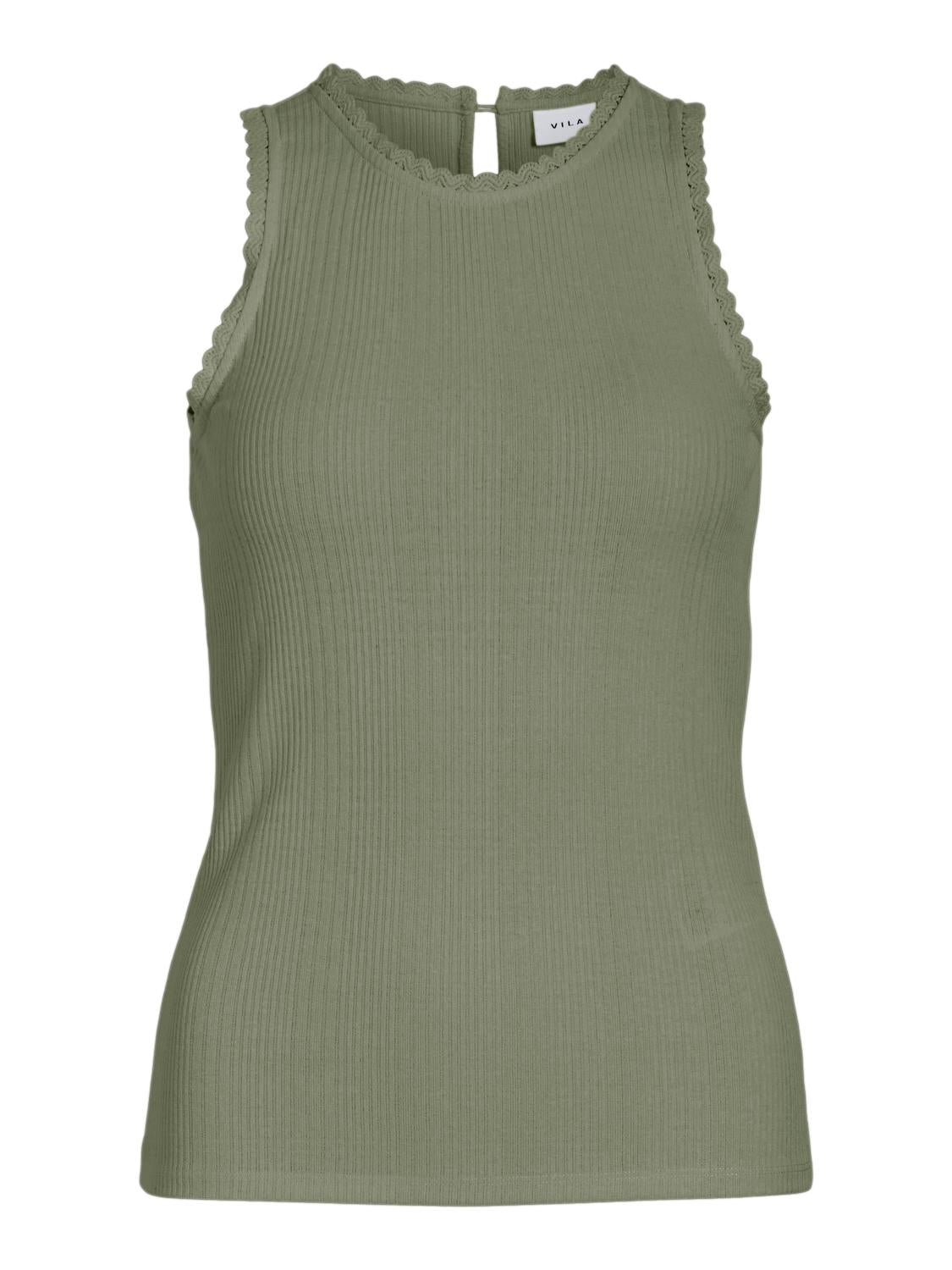 Ribbed Racer Cami Khaki