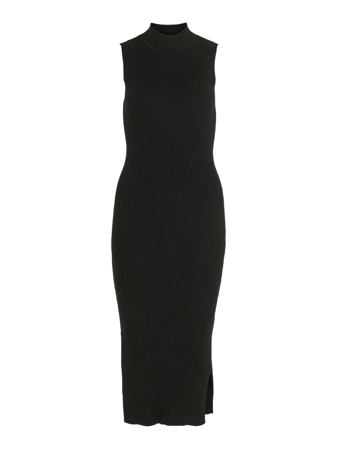 Funnel Neck Sleeveless Knit Dress Black