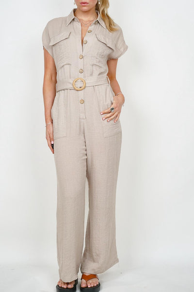 Latte Linen Jumpsuit
