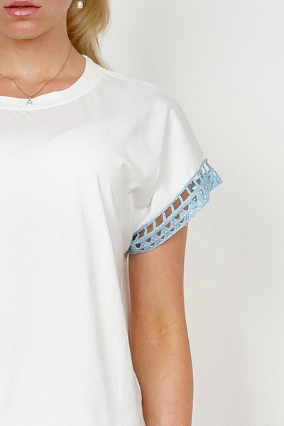 Seelly Blue Crochet Detail Tee