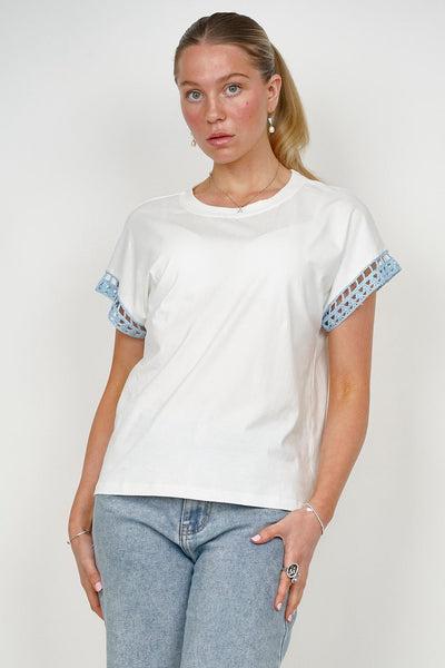 Seelly Blue Crochet Detail Tee