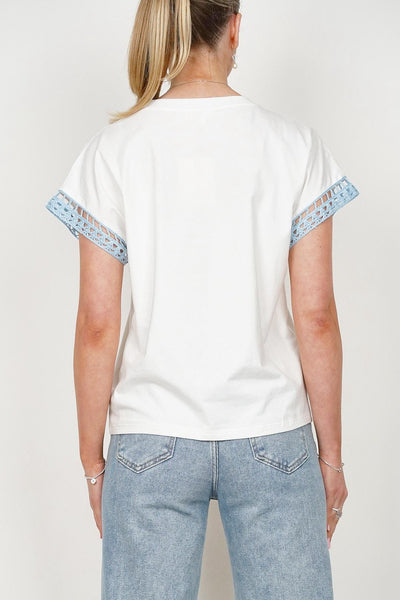 Seelly Blue Crochet Detail Tee