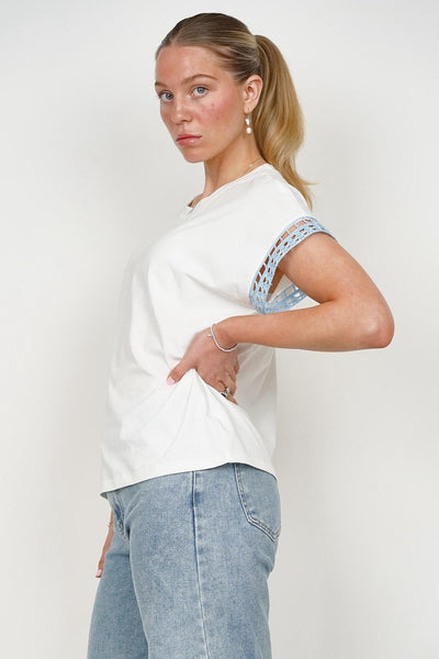Seelly Blue Crochet Detail Tee