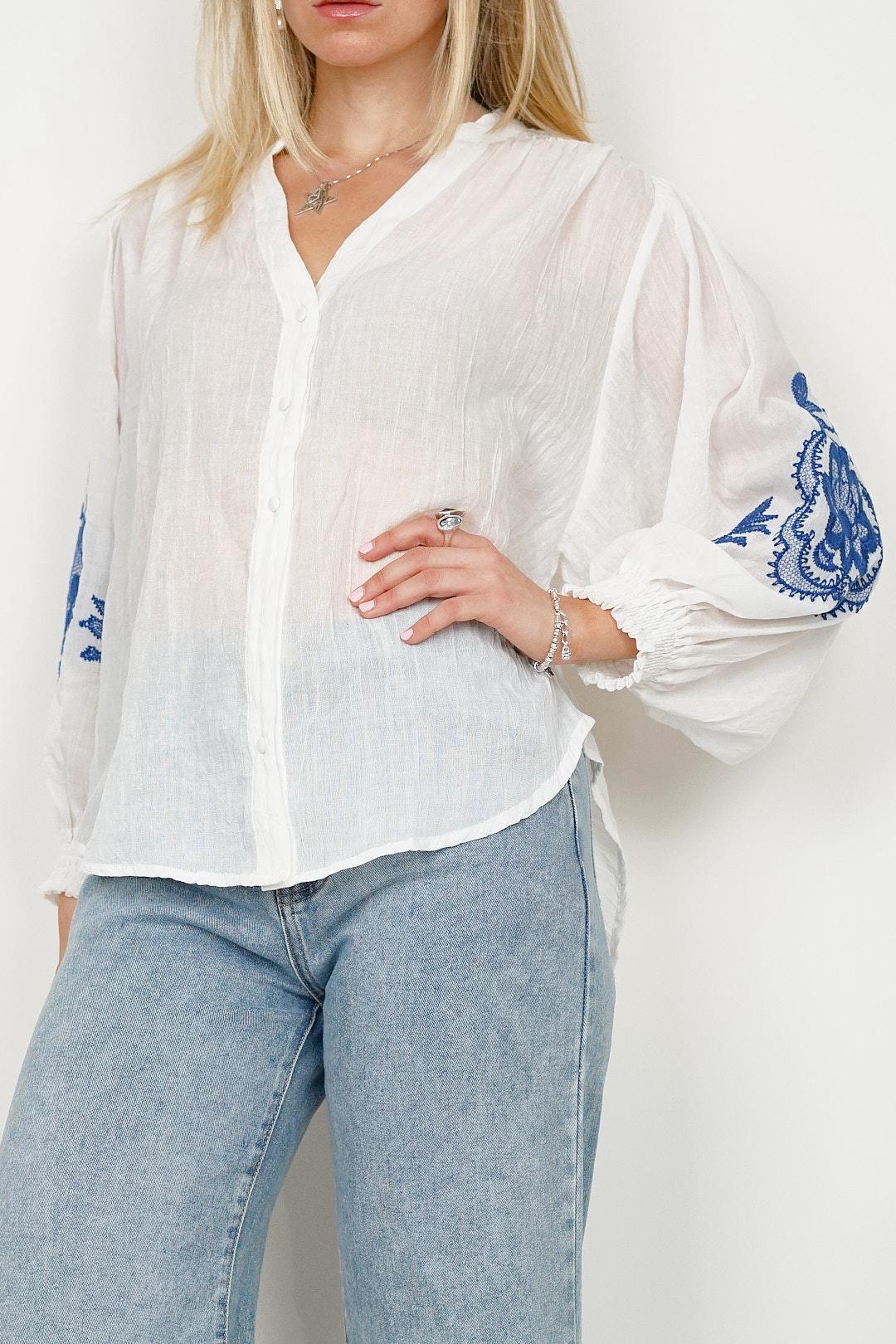 Ycoo White Embroidered Blouse 4712
