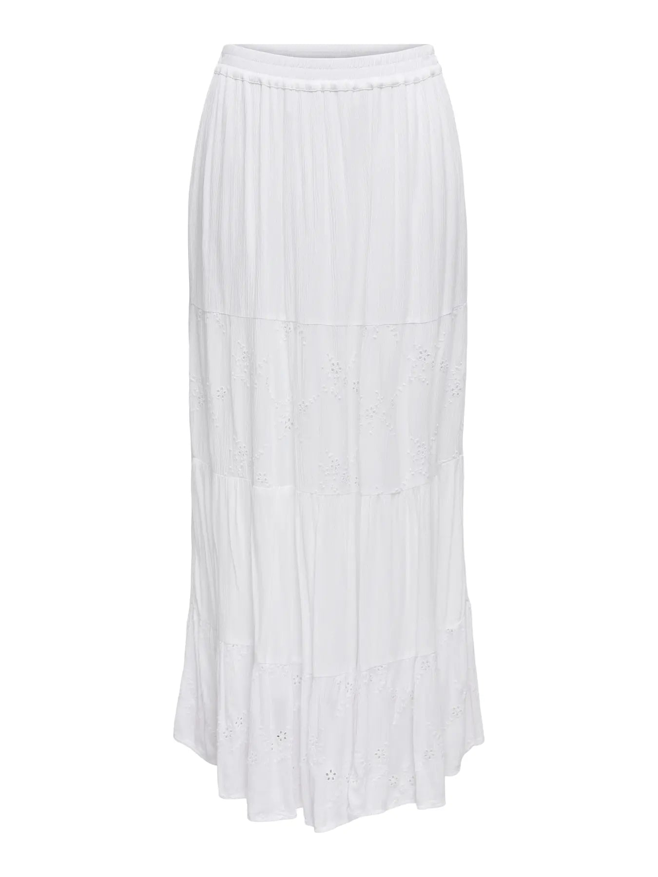 Broiderie Panel Maxi Skirt White