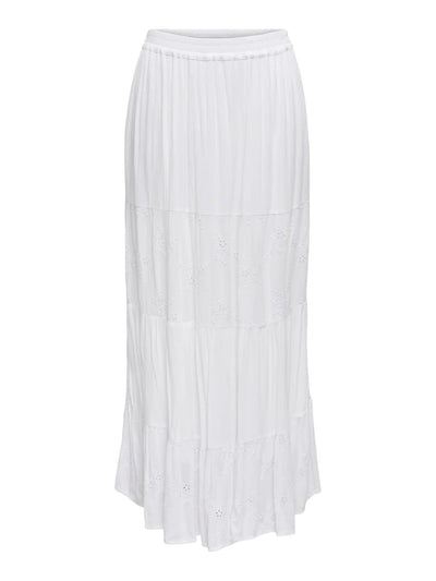 Broiderie Panel Maxi Skirt White