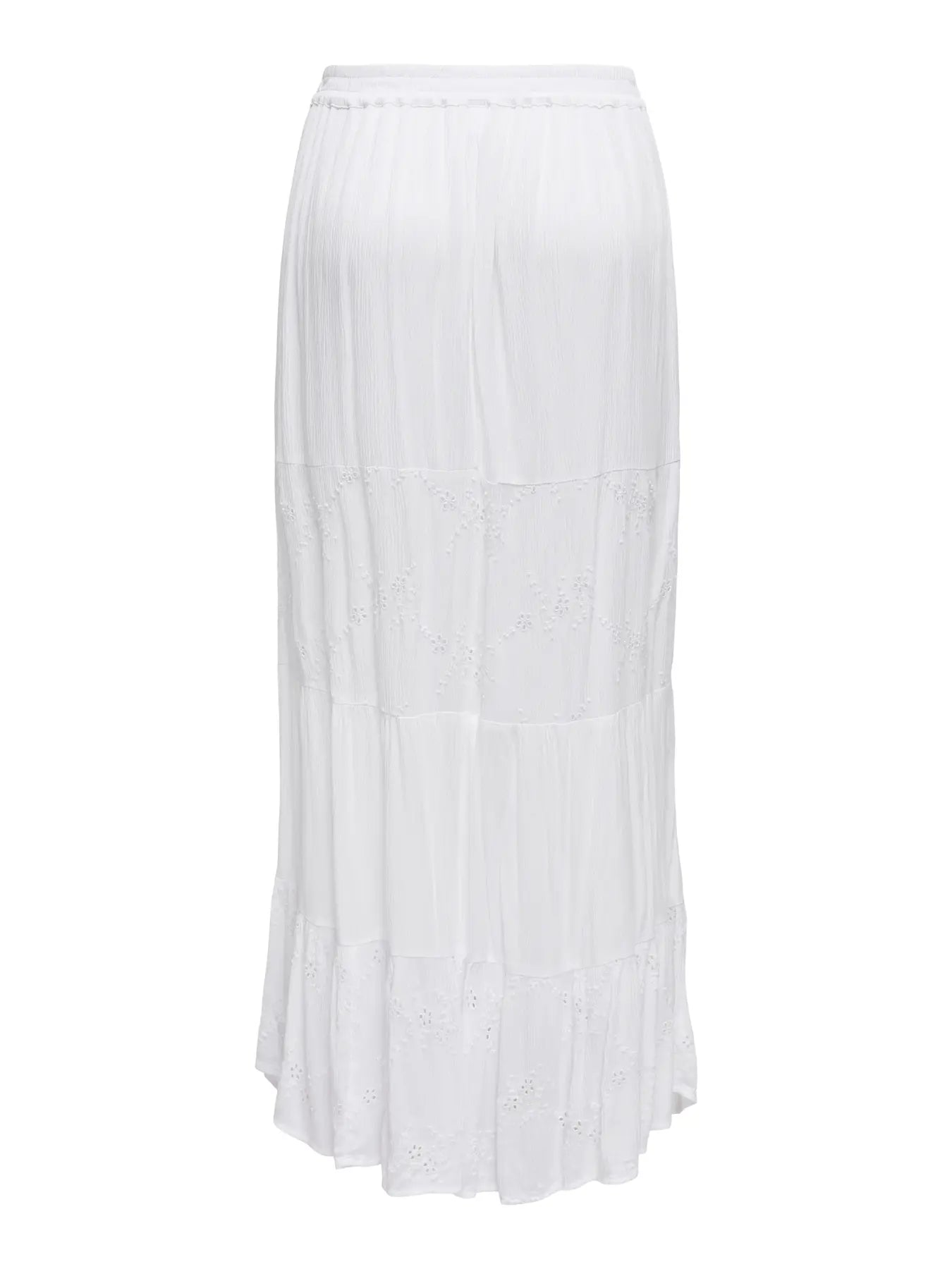 Broiderie Panel Maxi Skirt White