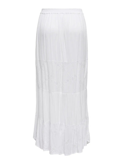 Broiderie Panel Maxi Skirt White