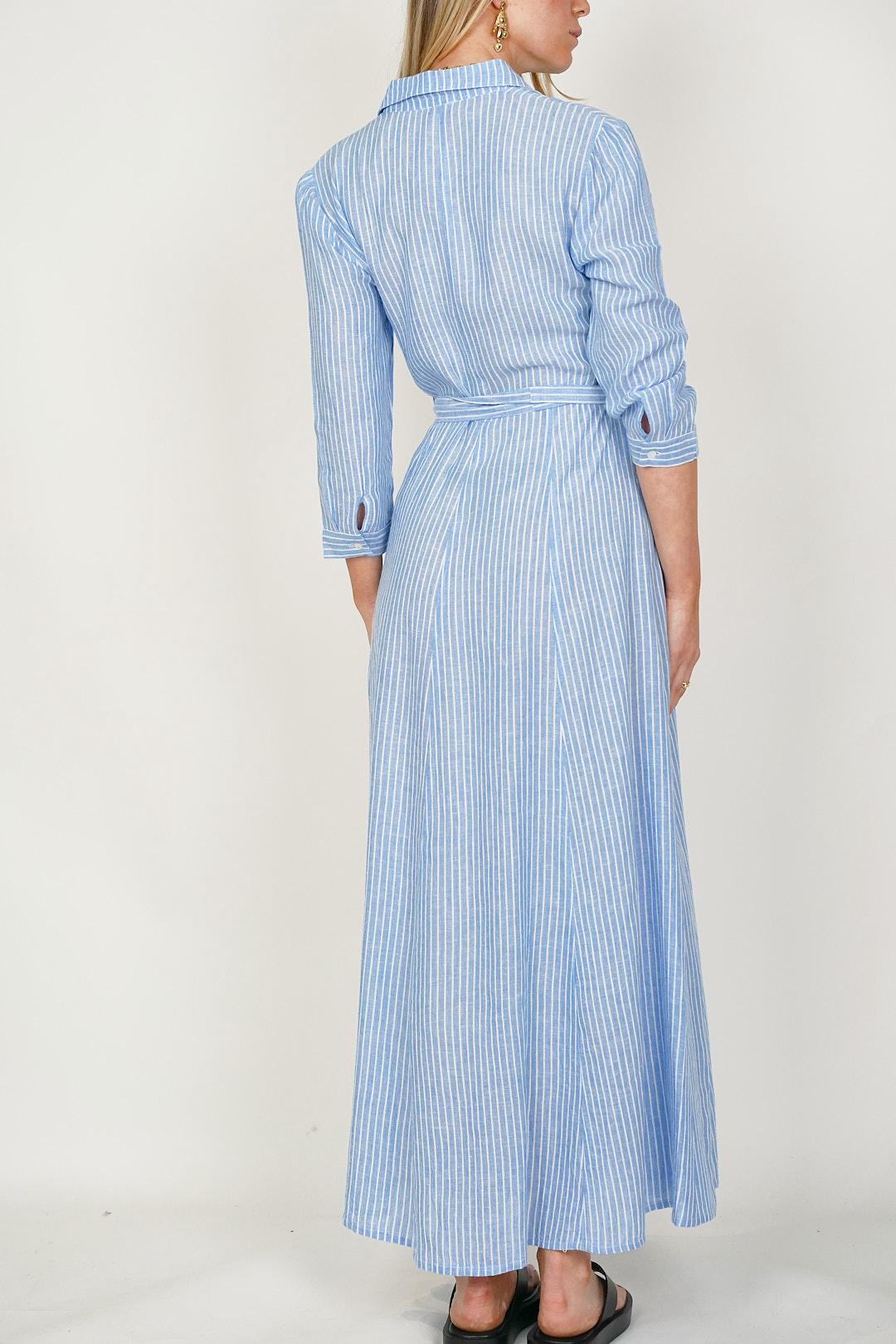 Sabine Blue/White Stripe Shirt Dress