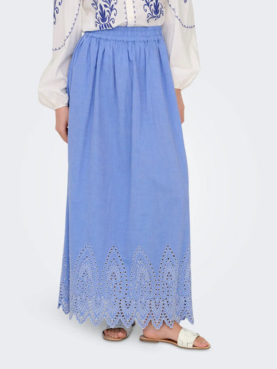 Broiderie Anglaise Skirt Blue