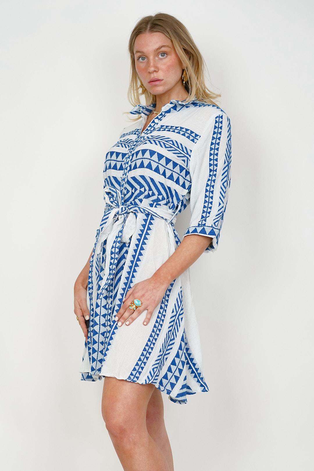 Leya Short Dress Blue/White