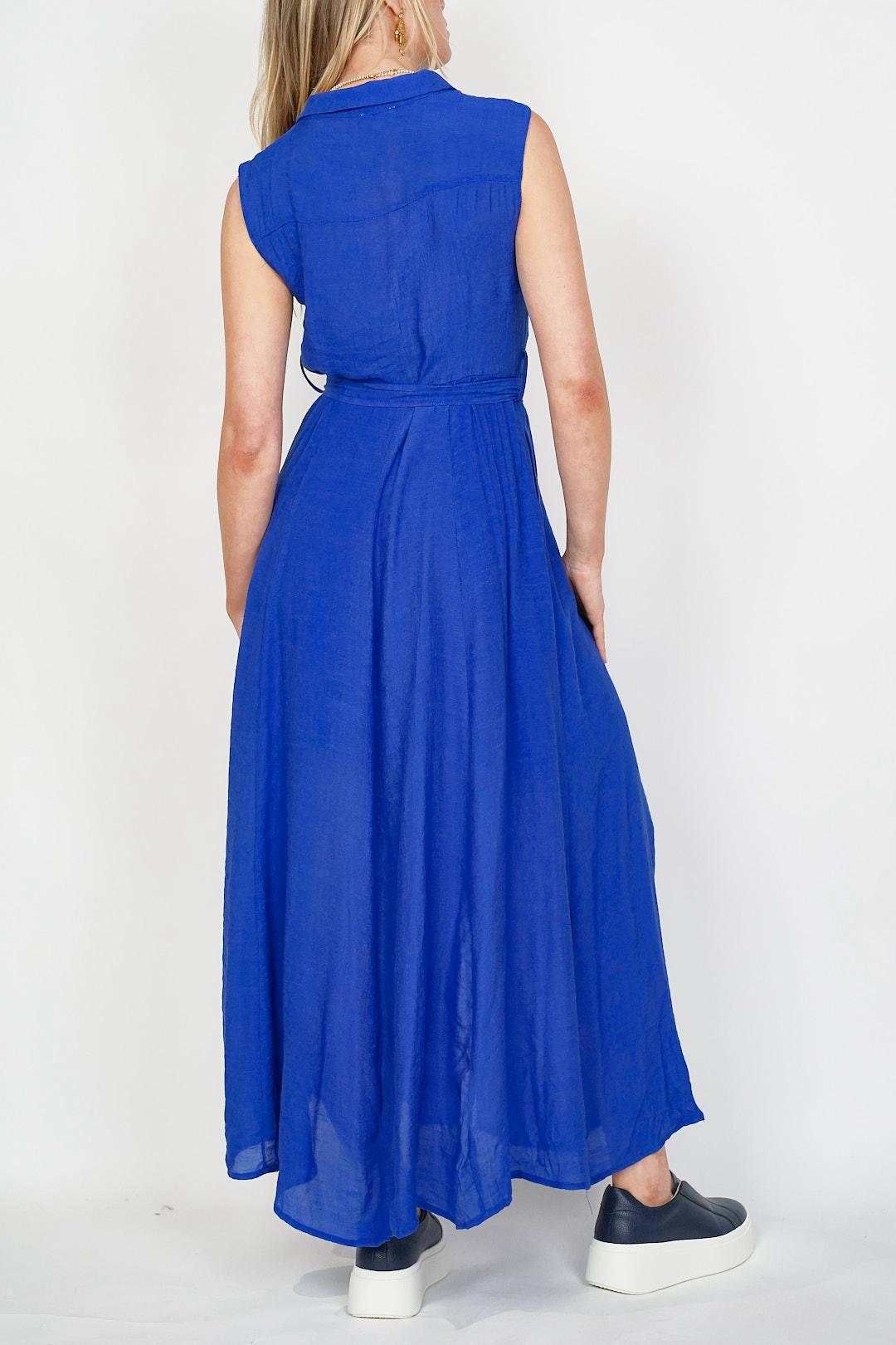 Goa Sleeveless Shirt Dress Cobalt