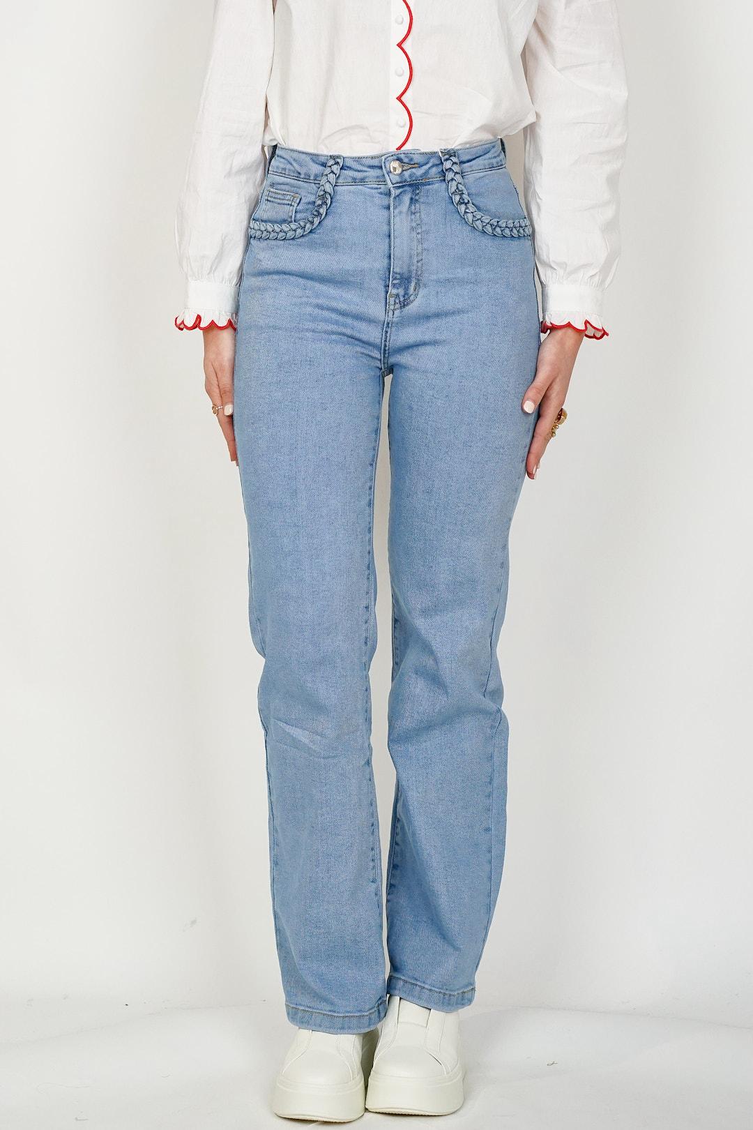 Plait Pocket Jeans Blue