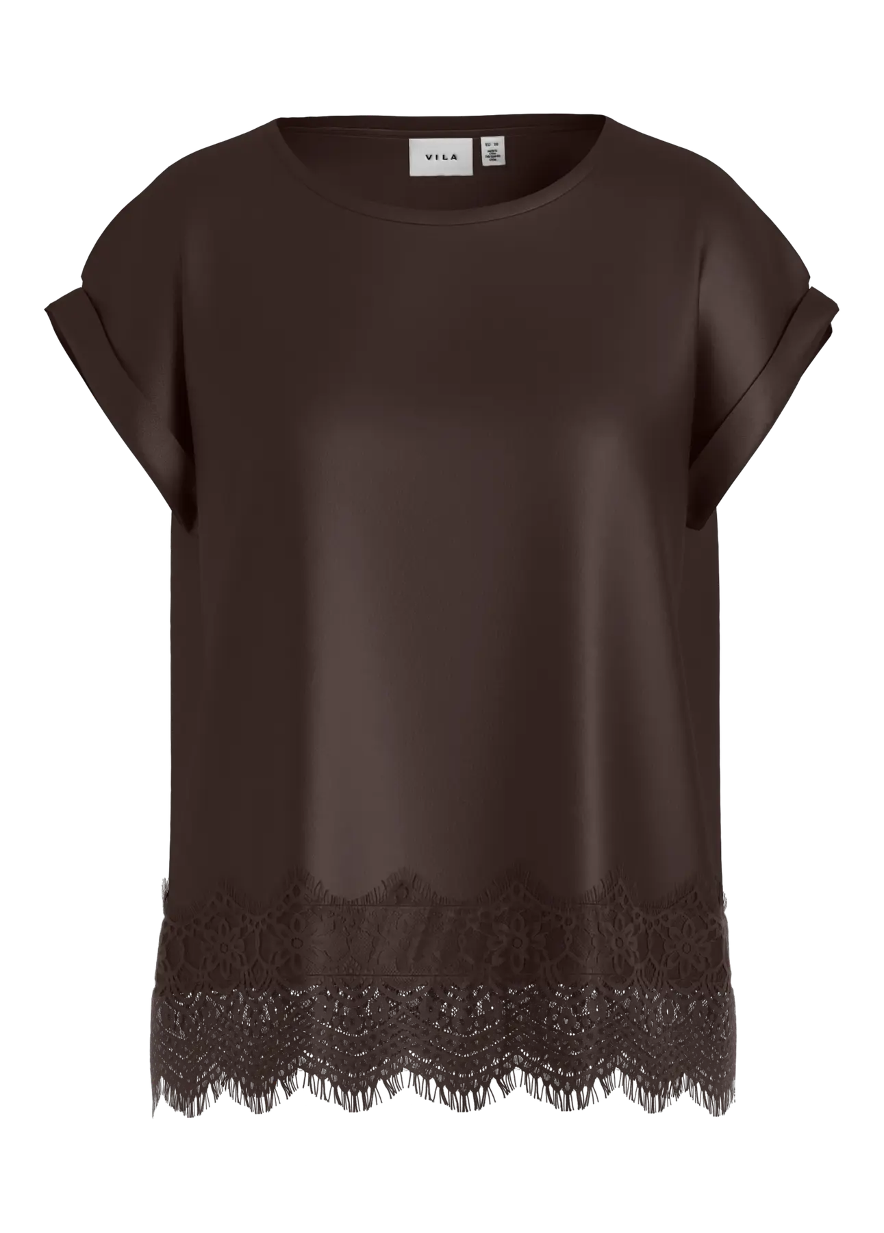 Lace Satin Tee Chocolate