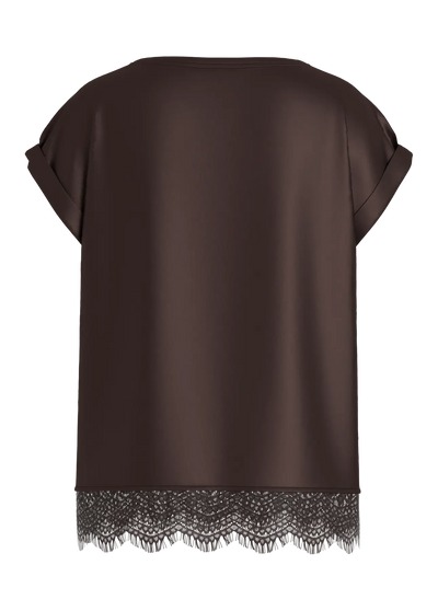 Lace Satin Tee Chocolate