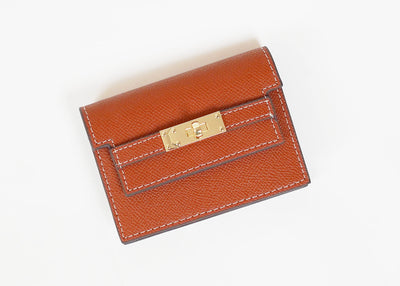 Leather Belted Card Wallet Tan