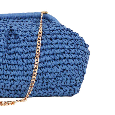 Natural Clutch Bag Mid Blue