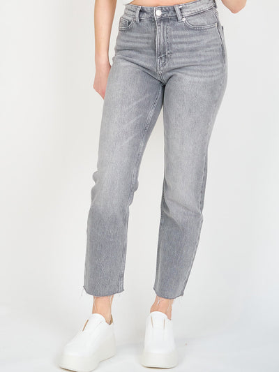 Only Mum Jeans Grey Raw Hem