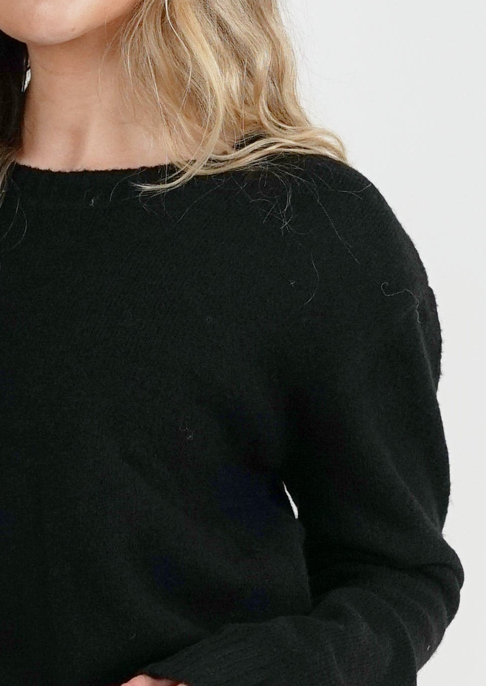 Fluffy Wool Crew Neck Jumper Black 73054