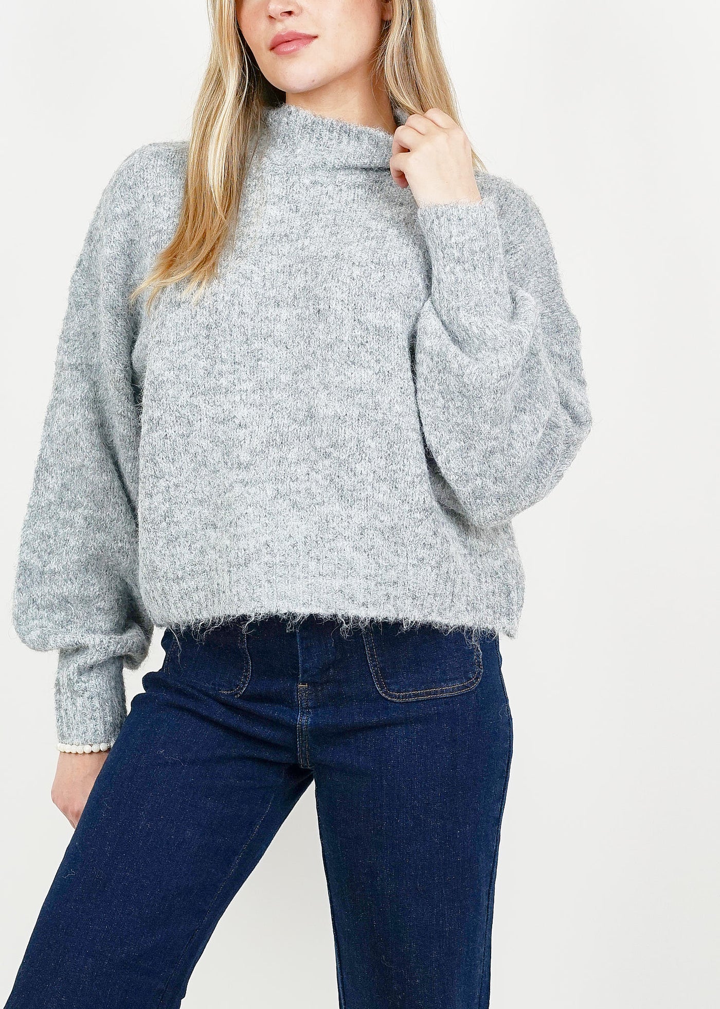Wool Funnel Neck Jumper Grey 73306