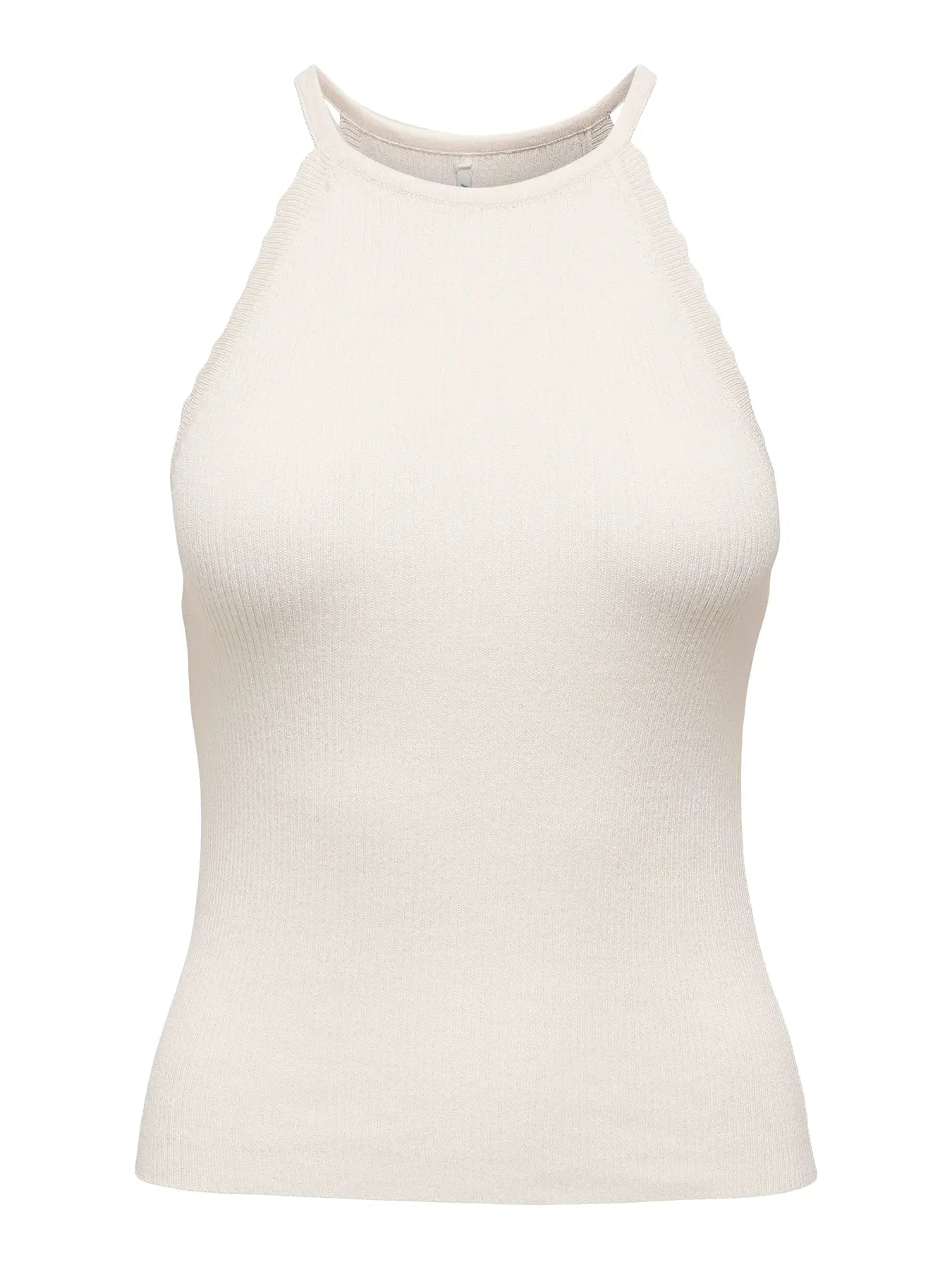 Scallop Knit Racer Vest White