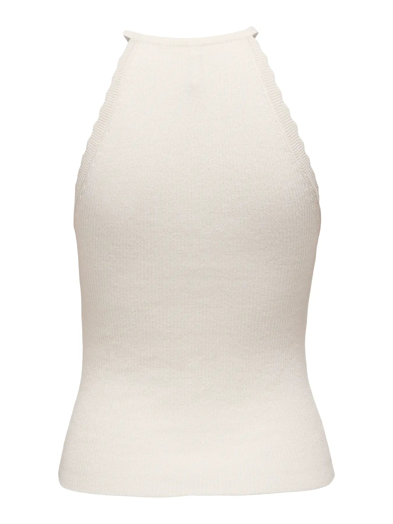 Scallop Knit Racer Vest White