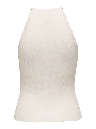 Scallop Knit Racer Vest White