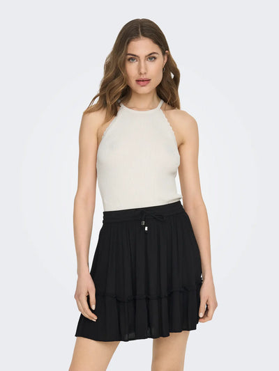 Scallop Knit Racer Vest White