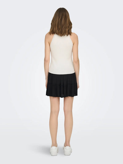 Scallop Knit Racer Vest White