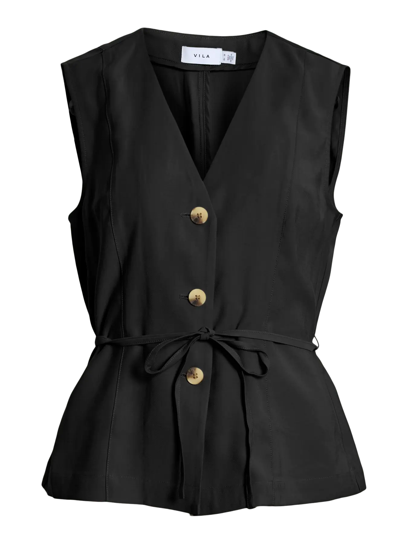 Tie Waist Waistcoat Black