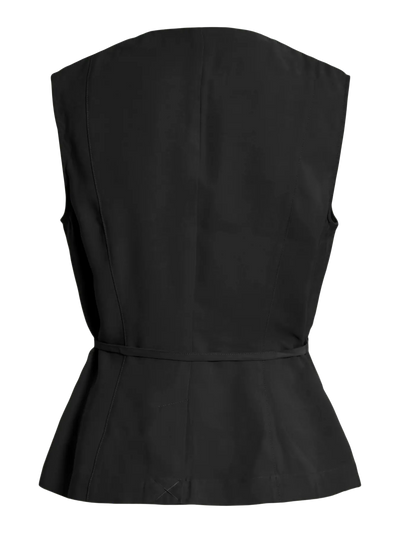 Tie Waist Waistcoat Black
