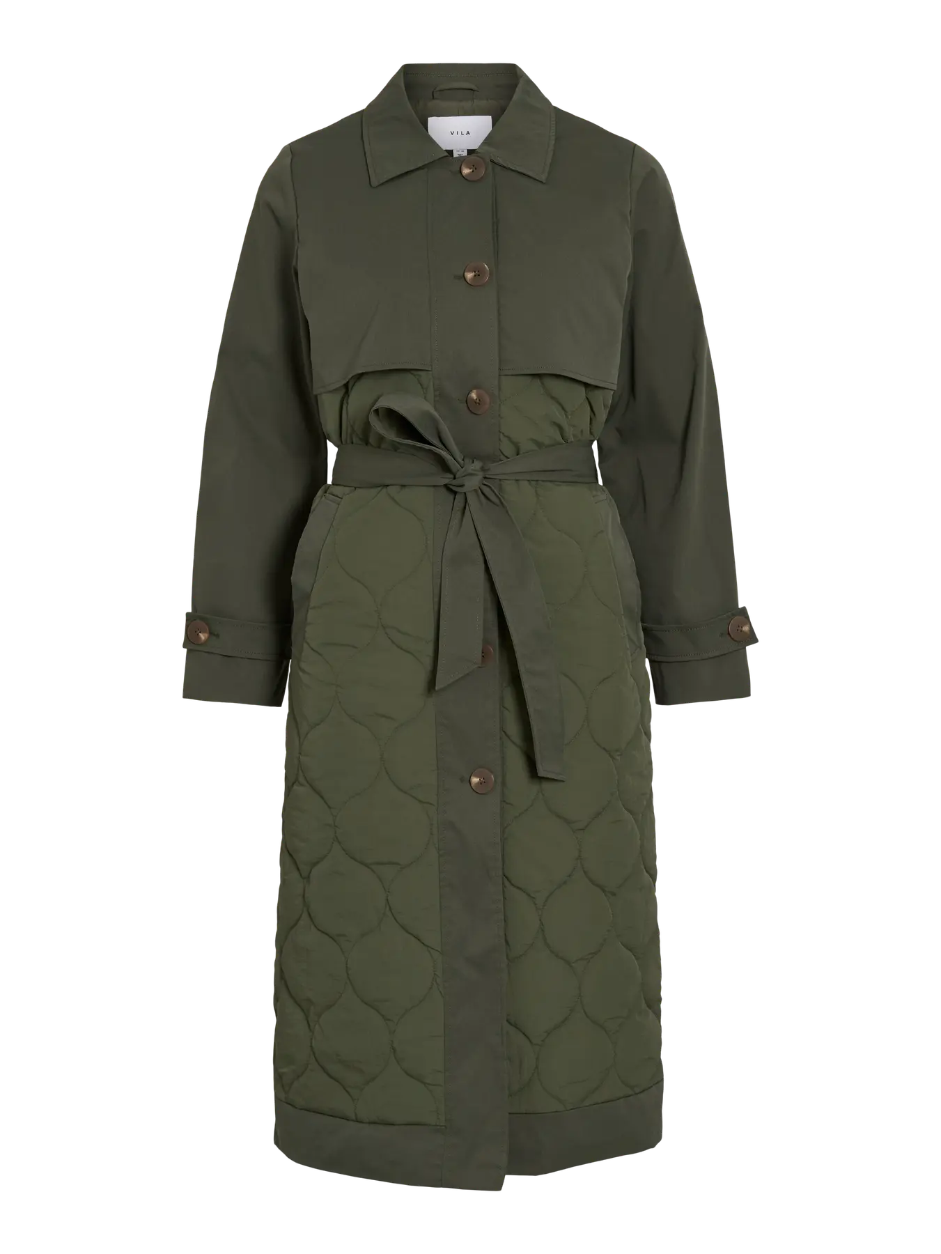 Green Quilted Trench Coat